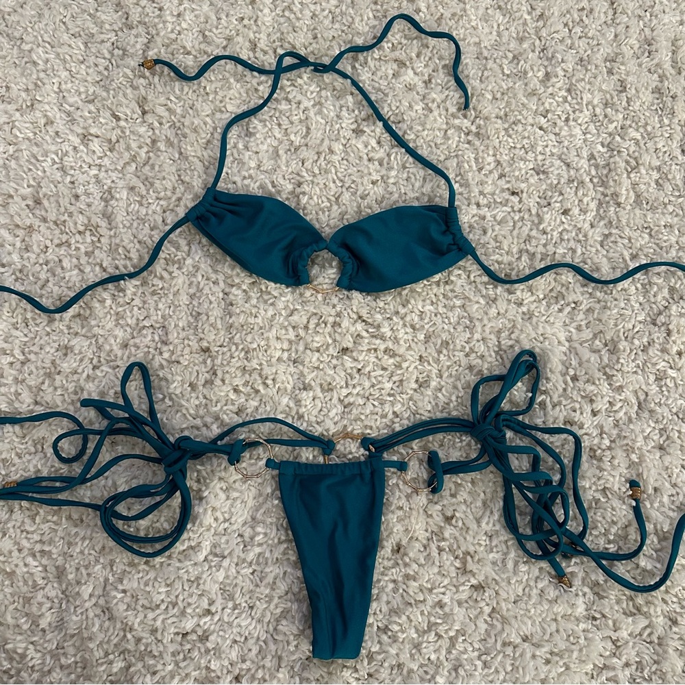 Aval The Brand teal two piece bikini